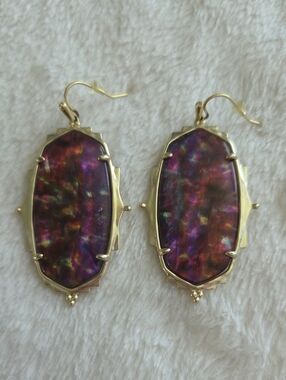 Kendra Scott Baroque Ella Gold Drop Earrings In Mauve Abalone